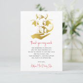 かわいい小さなドラゴンは途中の赤ちゃんシャワー サンキューカード (スタンド正面)