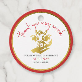 かわいい小さなドラゴンは途中の赤ちゃんシャワー フェイバータグ