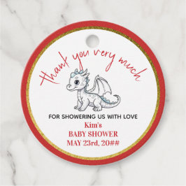 かわいい小さなドラゴンは途中の赤ちゃんシャワー フェイバータグ