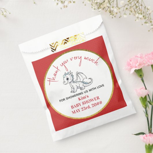 かわいい小さなドラゴンは途中の赤ちゃんシャワー フェイバーバッグ (封をした状態)