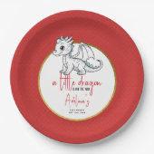 かわいい小さなドラゴンは途中の赤ちゃんシャワー ペーパープレート (正面)