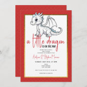 かわいい小さなドラゴンは途中の赤ちゃんシャワー 招待状 (正面/裏面)