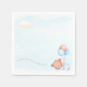 かわいい小さなドリーマーブルーテディベア赤ちゃんシャワー スタンダードカクテルナプキン (正面)