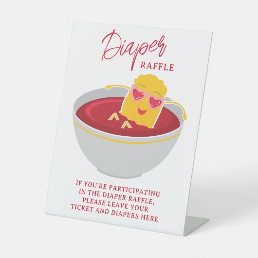 かわいい小さなナゲット女の子の赤ちゃんシャワーおむつラッフル 台座サイン (正面)