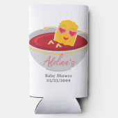 かわいい小さなナゲット鶏ナゲット女の子ベビーシャワー スリム缶クーラー (裏面)