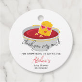 かわいい小さなナゲット鶏ナゲット女の子ベビーシャワー フェイバータグ (正面)