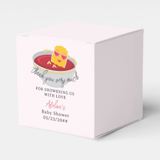 かわいい小さなナゲット鶏ナゲット女の子ベビーシャワー フェイバーボックス (正面サイド)