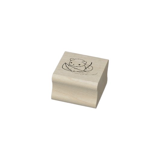 かわいい小さなネズミが葉に浮かぶ2 ラバースタンプ (スタンプ)