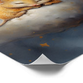 かわいい小さなネズミが雲の上で眠る ポスター (角)