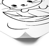 かわいい小さなネズミの葉のボートのぬりえページ ポスター (角)