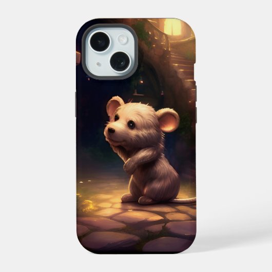 かわいい小さなネズミ iPhone 15ケース (裏面)