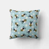 かわいい小さなハチとデイジーの花のパターン クッション (裏面)