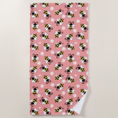 かわいい小さなハチとデイジーの花のパターン ビーチタオル (正面)