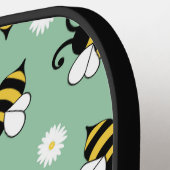 かわいい小さなハチとデイジーの花のパターン ピックルボールラケット (左詳細)