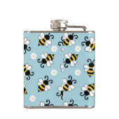 かわいい小さなハチとデイジーの花のパターン フラスク (裏面)