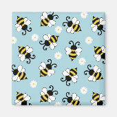 かわいい小さなハチとデイジーの花のパターン マグネット (正面)