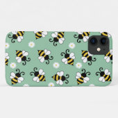 かわいい小さなハチとデイジーの花のパターン Case-Mate iPhoneケース (裏面(横))