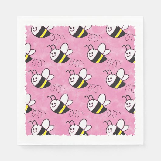 かわいい小さなハチのパターン水の色ベビーシャワー スタンダードランチョンナプキン (正面)
