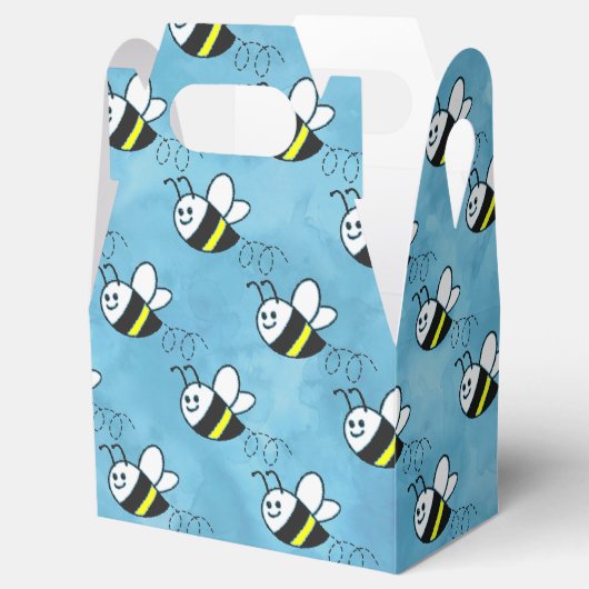 かわいい小さなハチのパターン水の色ベビーシャワー フェイバーボックス (オープン)