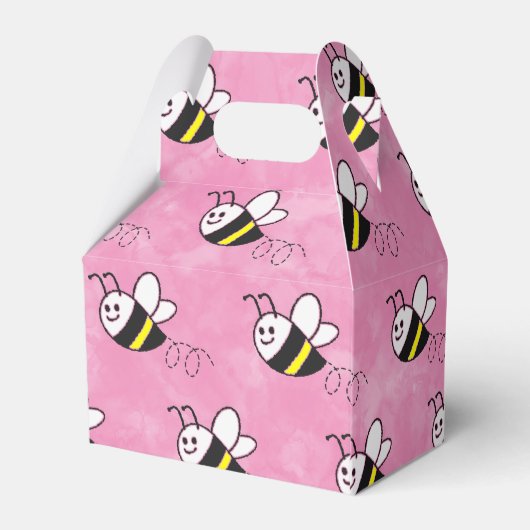 かわいい小さなハチのパターン水の色ベビーシャワー フェイバーボックス (裏面サイド)
