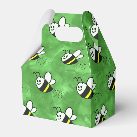 かわいい小さなハチのパターン水の色ベビーシャワー フェイバーボックス (正面サイド)