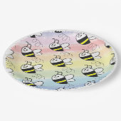 かわいい小さなハチのパターン水の色ベビーシャワー ペーパープレート (アングル)