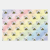 かわいい小さなハチのパターン水の色ベビーシャワー ラッピングペーパーシート (正面3)