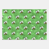 かわいい小さなハチのパターン水の色ベビーシャワー ラッピングペーパーシート (正面3)