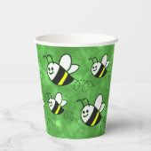 かわいい小さなハチのパターン水の色ベビーシャワー 紙コップ (裏面)