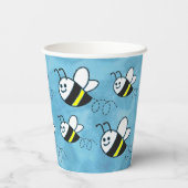 かわいい小さなハチのパターン水の色ベビーシャワー 紙コップ (裏面)