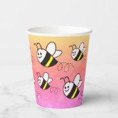 かわいい小さなハチのパターン水の色ベビーシャワー 紙コップ (裏面)