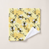 かわいい小さなハチのパターン バスタオルセット (ウォッシュタオル)