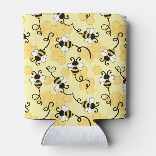 かわいい小さなハチのパターン 缶クーラー (裏面)