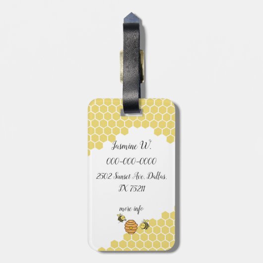 かわいい小さなハチの巣 ラゲッジタグ (裏面縦)
