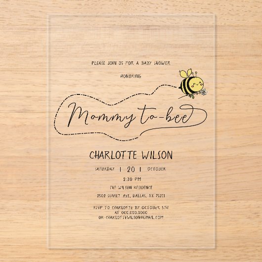 かわいい小さなハチの赤ちゃんシャワー アクリル招待状 (正面)