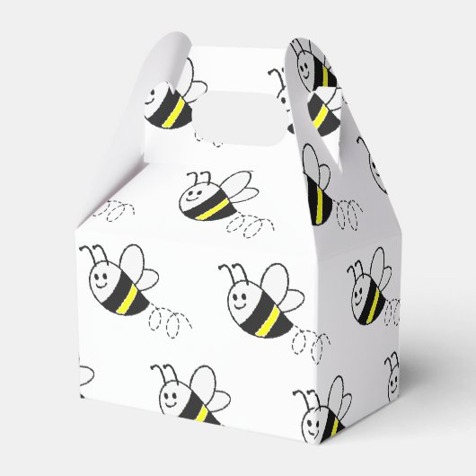 かわいい小さなハチ柄ホワイトベビーシャワー フェイバーボックス (裏面サイド)