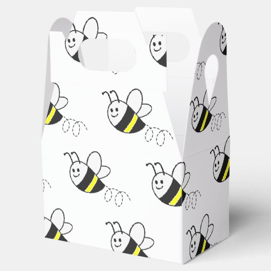かわいい小さなハチ柄ホワイトベビーシャワー フェイバーボックス (オープン)