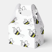 かわいい小さなハチ柄ホワイトベビーシャワー フェイバーボックス (正面サイド)