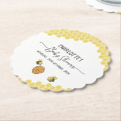 かわいい小さなハチ蜂ハニカムベイビーシャワー ペーパーコースター (アングル)