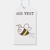 かわいい小さなハチ飛んでいる白い赤ちゃんシャワー ギフトタグ (正面)