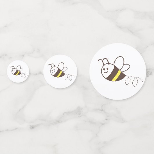 かわいい小さなハチ飛んでいる白い赤ちゃんシャワー コンフェッティ (裏面)