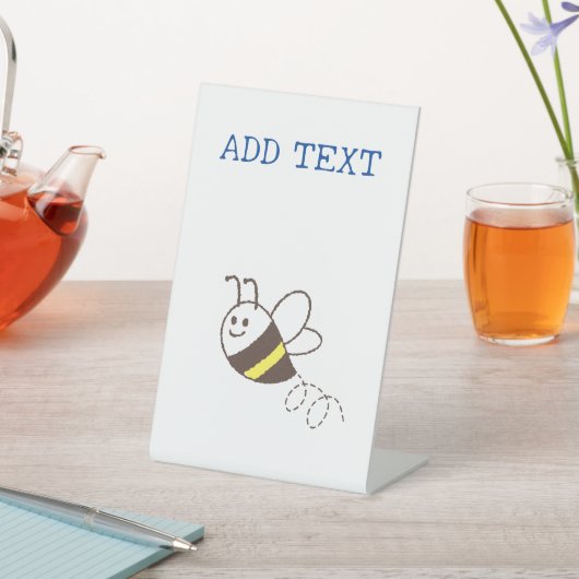 かわいい小さなハチ飛んでいる白い赤ちゃんシャワー 台座サイン (インサイチュ)