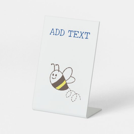 かわいい小さなハチ飛んでいる白い赤ちゃんシャワー 台座サイン (正面)