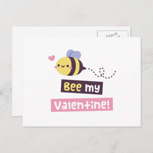 かわいい小さなハチ、ビー私のバレンタインデーの挨拶 ポストカード (正面/裏面)