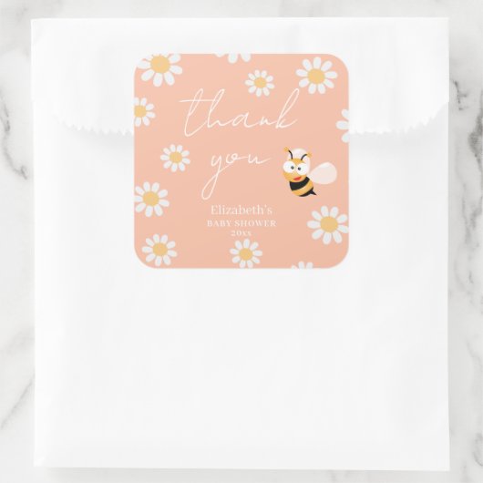 かわいい小さなハニービー女の子ベイビーシャワーありがとう スクエアシール (バッグ)