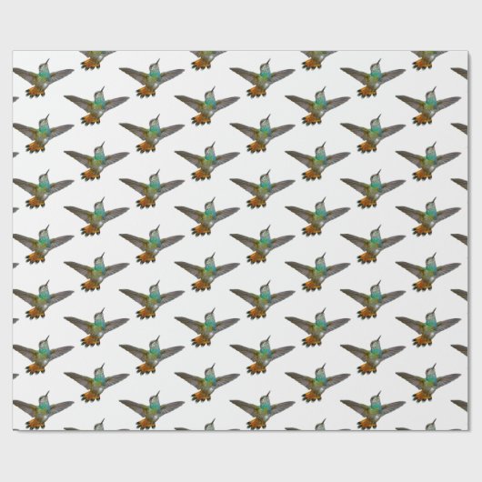 かわいい小さなハミングバード鳥の自然野生動物 ラッピングペーパー (フラット)
