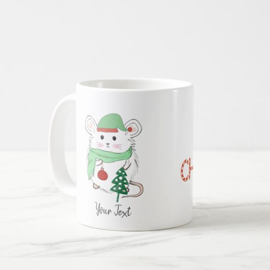 かわいい小さなハムスターのメリークリスマス コーヒーマグカップ (正面左)