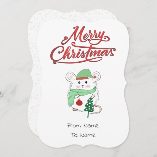 かわいい小さなハムスターのメリークリスマス シーズンカード (正面/裏面)