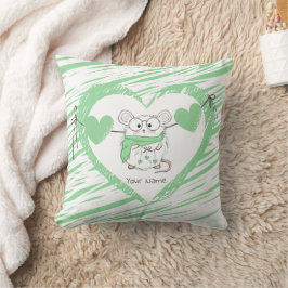 かわいい小さなハムスターホワイトグリーン クッション