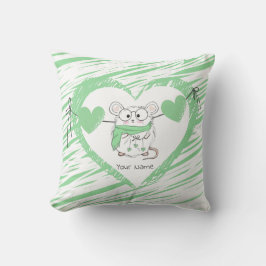 かわいい小さなハムスターホワイトグリーン クッション